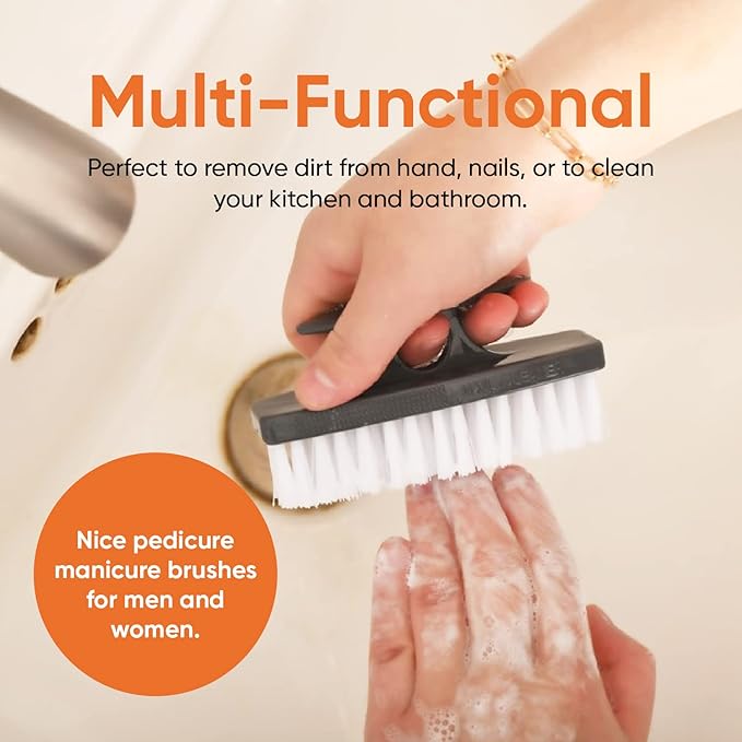 Superio Nail Brush for Cleaning Fingernails, Nail Scrubber Brush, Toe Foot Hands Fingernail Brush Cleaner- Small Scrub Brush- All-Purpose Stiff Cleaning Brush (4, Black)