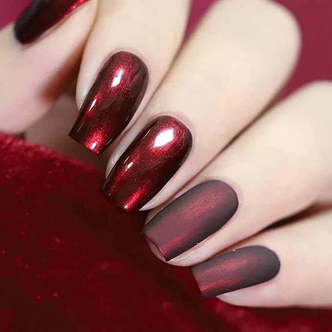 Major Dijit Quick Dry Nail Polish 12ml/0.41fl oz Pearl Wine Red Regular Nail Lacquer Fast Drying & Long Lasting Nail Polish Nail Art Effect for Nail Salon