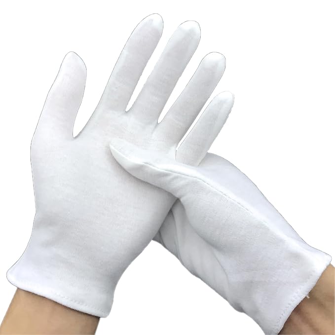 24 Pcs White Cotton Gloves for Dry Hands Moisturizing Gloves Overnight Eczema Gloves Kids Sleep Gloves for Women Cosmetic Jewelry Silver Moisturizing Inspection Gloves