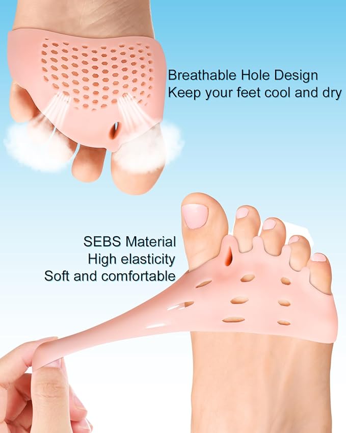 2 Pairs Silicone Toe Separators for Women and Men, Metatarsal Bunion Corrector Cushion, Soft And Breathable Toes Spacers for Foot Pain Relief (2*Skin)