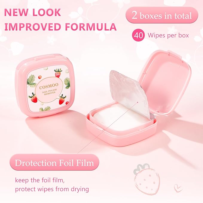 80PCS Nail Polish Remover Pads in Box, Easy to Carry Removal Lint Free Nail Polish Wipes for Natural Air-dried Water/Oil Based Nail Polish Wipe Pads (80pcs)