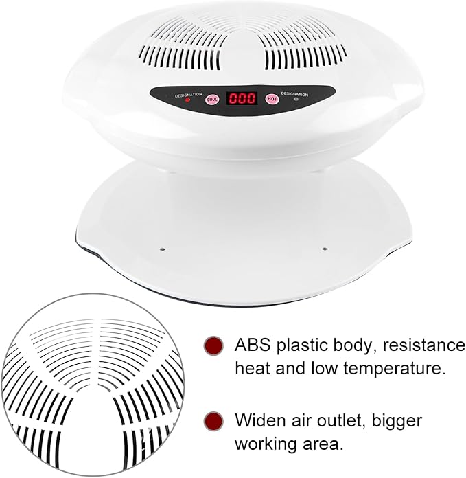 Air Nail Dryer, 2 in 1 400W Cool Warm Nail Air Blow Fan Nail Drying Machine Automatic Sensor Nail Polish Dryer Nail Art Manicure Tool for Salons or Home Use White