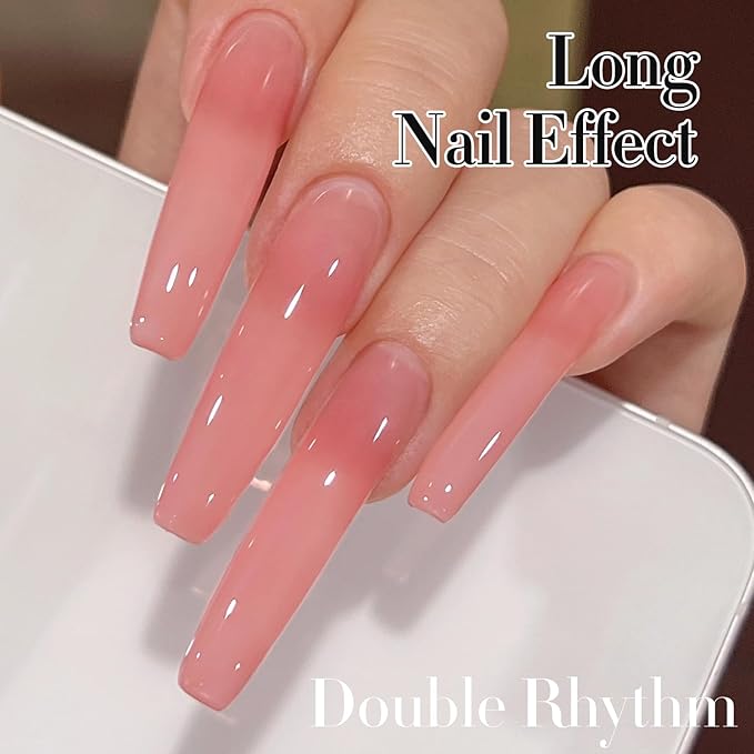 Double Rhythm Gel Polish 15ML Jelly Sheer Pastel Light Milky Color Pearl White Bottle 1 PC 0.5 OZ Full Size Nail Art Salon at Home (Milky Pink-D1382)