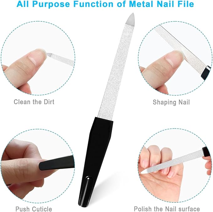 Nail File and Buffer, 17PCS Professional Manicure Kit with Metal Nail Files, Emery Boards and Buffers Block, 100/180 & 600/3000 Grit for Natural, Acrylic, Gel Nails for Home and Salon