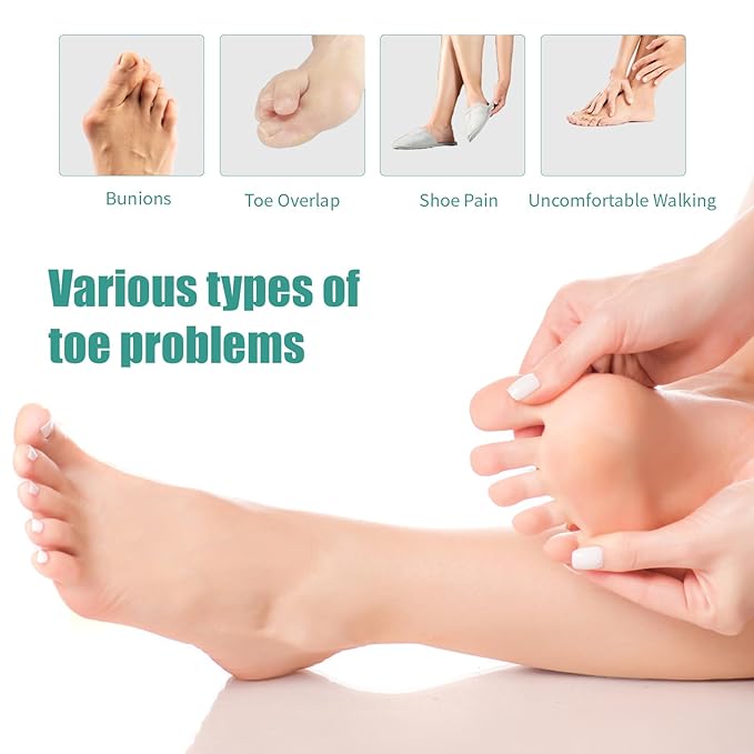 4 Pcs Silicone Toe Spacers – Yoga Toe Separators for Toe Straightening & Relaxation | Correct Overlapping Toes, Bunions, Hammer Toe | Toe Support toe separators for Women & Men (Tan, 3.98)