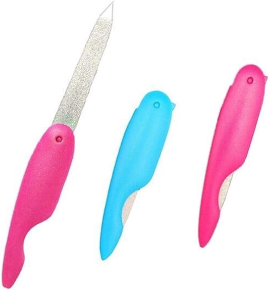 3pcs Metal Folding Nail File Stainless Steel Fold Cuticle Professional Double Sided Files Nails Tool Set for Men and Woman(Random Color)
