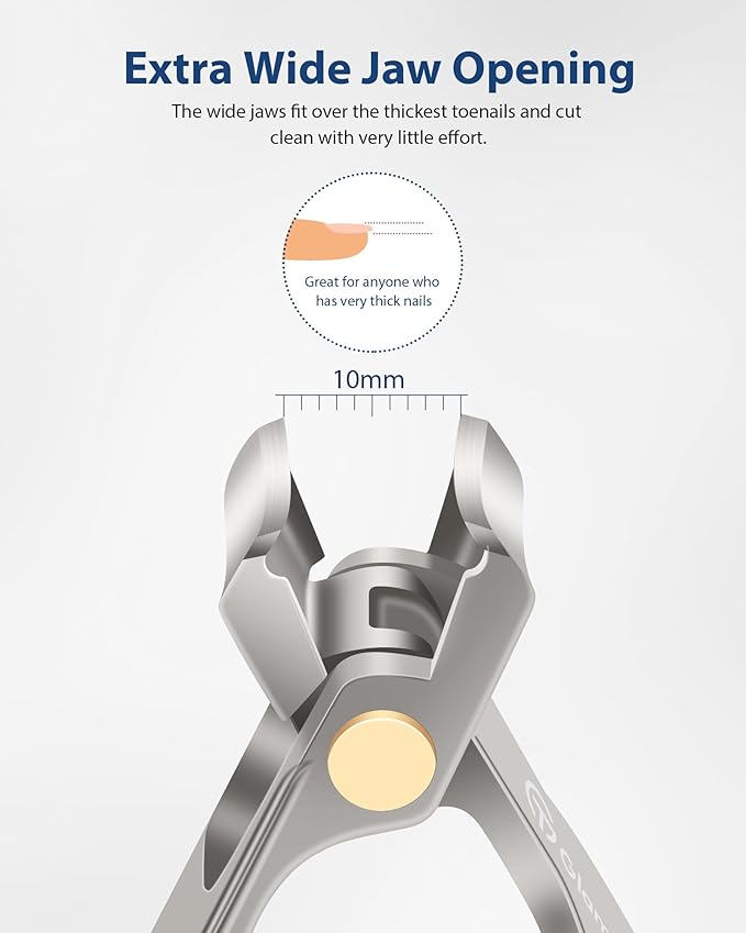 Anti-Splash Wide Jaw Opening Nail Clippers - GlamTweeler Ultra Sharp Extra Large Wide Opening Fingernail and Toenail Clipper with Glass Nail File (Champagne_Curved)