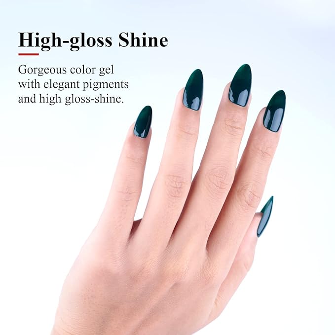 Imtiti Dark Emerald Green Gel Nail Polish, 0.5 Fl Oz Gel Polish Soak Off LED U V DIY Nail Art Starter Manicure Salon Nail Kit for Women Girls