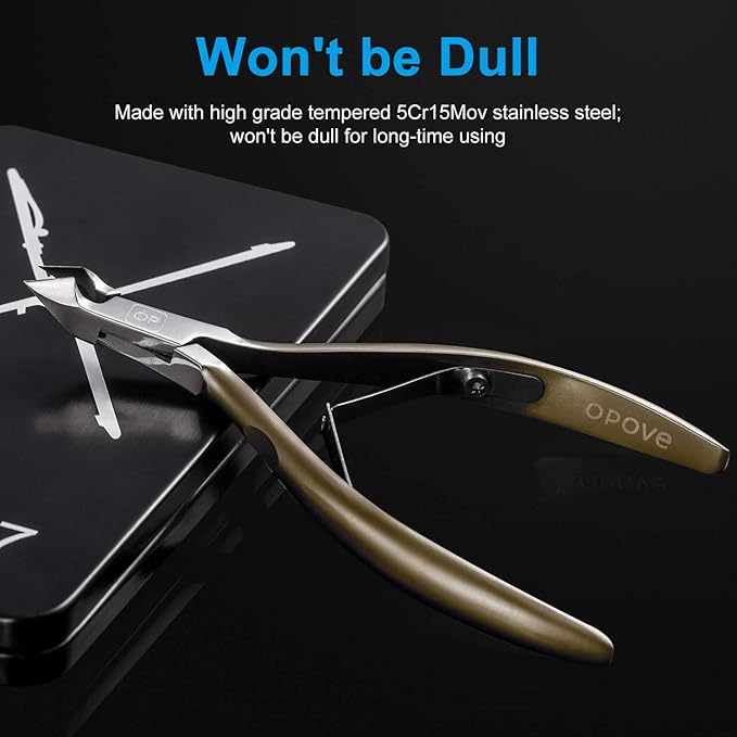 Cuticle Nippers 3/4 Cuticle Trimmer Clippers Stainless Steel Scissors Extremely Sharp Edge Cutter Pedicure Treatment Manicure Tool, opove X7 Matte Gold