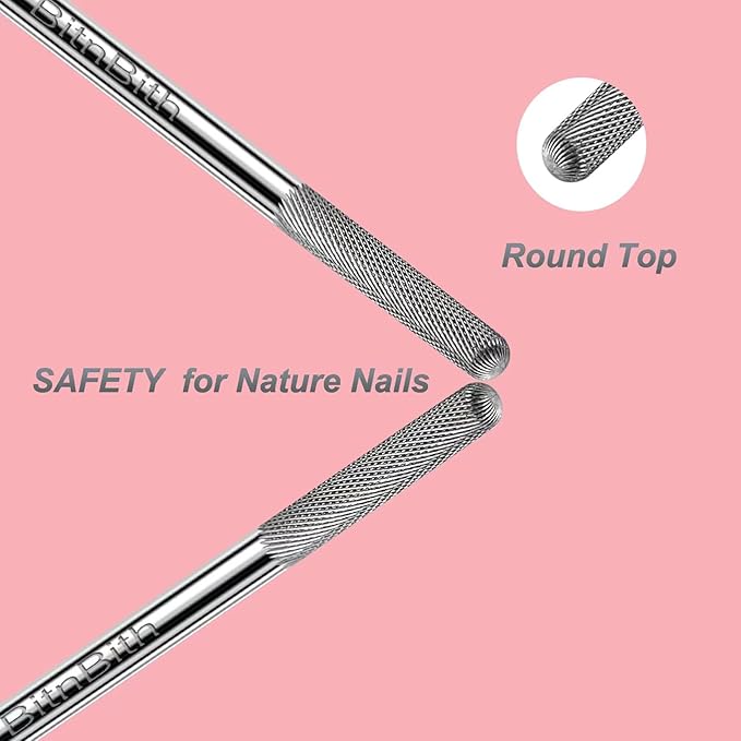 Nail Drill Bit Nature Nail Buffer Drill Bit 3/32",Professional Safety Carbide Nail Prepare Bit for Cuticle Dead Skin Cleaning Nail Bed File 2-Way Rotate for Manicure Home Salon,3XF-Round