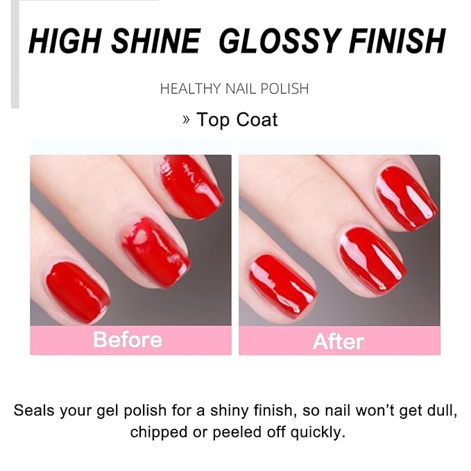 COSMOO 2 PCS 15ML Top Coat for Nail Polish, Clear Quick Dry Nail lacquer Fast Air Drying Long Lasting Nail Polish, 0.5FL Oz