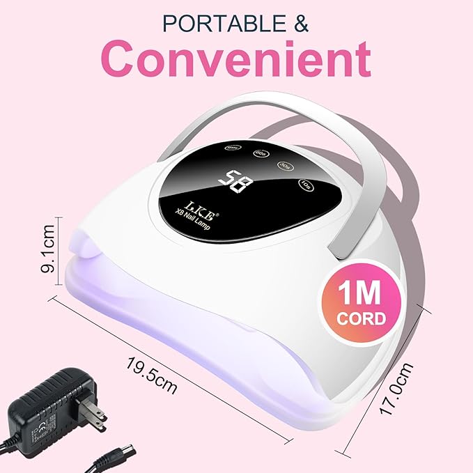 LKE LED Nail Lamp, UV Light for Gel Nails 150W Gel Nail Light with 4 Timer, 24Pcs Lamp Beads and Auto Sensor, Professional LED Nail Dryer for Home Salon Nail Art Tools