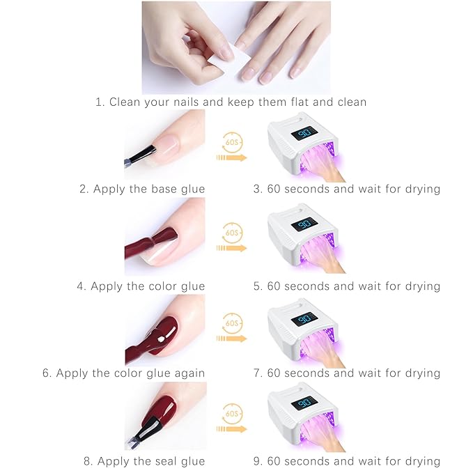 Cordless UV LED Nail Lamp 80W 52LEDs Gel Nail Polish Dryer Quick Drying Fingernail Toenail Curing Lamp 4 Timer Settings with Auto Sensor Digital Display Screen Nail Art Salon Tool