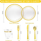 WELLIFE Clear and Gold Plastic Plates, Dinnerware Set - Image 6