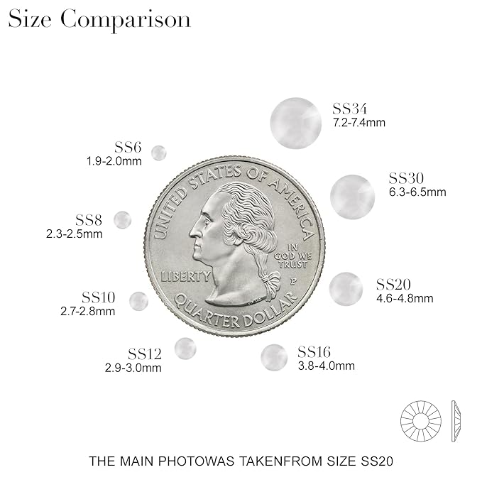 Novani 576 Pieces Flatback Rhinestones Glass Round Gems Neon-White Crystals for Nail Art DIY Crafts Clothes Shoes,SS30,6.4-6.6mm