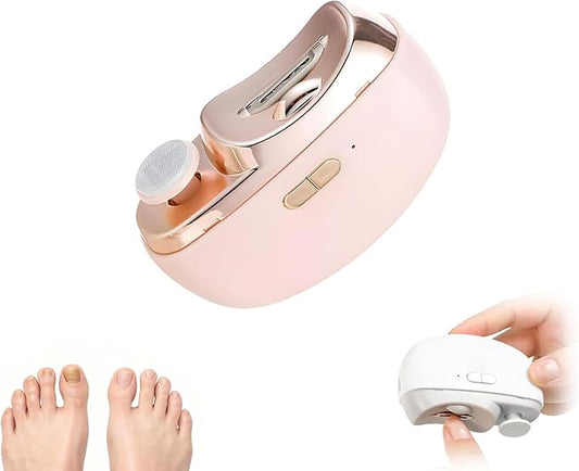 Electric Nail Clippers Toenail Clipper,New 2 in 1 Electric Polishing Automatic Smart Nail Clippers,Nail Trimmer with 2-Speed Adjustable,Fingernail Clipper for Seniors,Men Women,Kids, Adults (Pink)