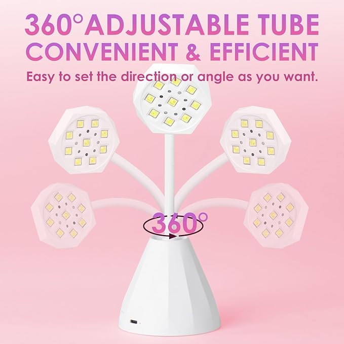 Nail Lamp for Gel Nails, Gooseneck Rechargeable Smart UV Light for Acrylic Nail Extension 30W