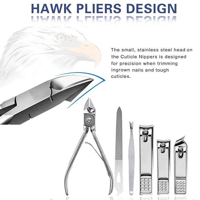 Manicure Set Pedicure Kit Professional 19 Pcs Nail Clipper for Men & Women Stainless Steel Sharp Cutter Grooming Nose Hair Scissors…Black Fingernails & Toenails with Portable Case (Black_19 pieces)