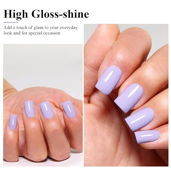 Imtiti Pastel Gel Polish, Pastel Lavender Purple Gel Polish 3 in 1 One Step Gel Polish Kit, Soak Off LED U V Gel Polish Nail Art Starter Manicure Salon for Women Girls 0.3 Fl Oz