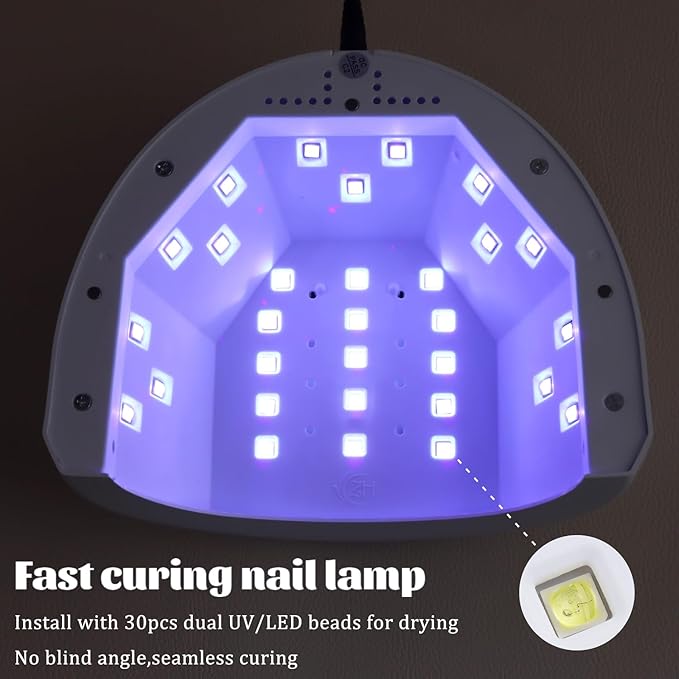 UV LED Nail Lamp, 48W Nail Dryer for Gel Polish with 30 Beads 4 Timers Smart Sensor Fast Curing Home Manicure Professional Salon Nails Art Tools Supplies