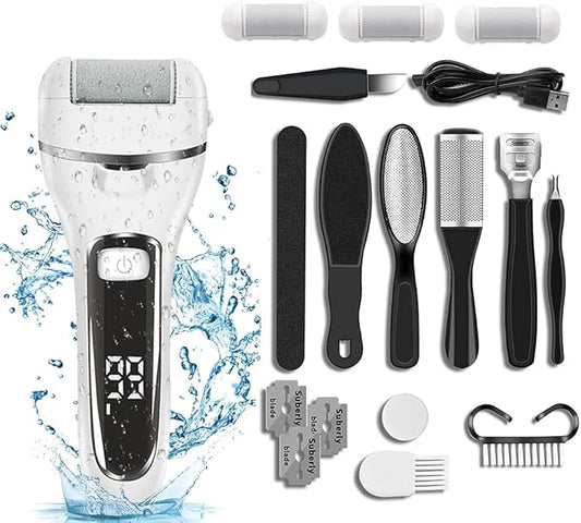 Electric Foot Callus Remover, Foot Polisher for Feet with Rechargeable Waterproof Professional Pedicure Kit, Black, 20 Count (Pack of 10)