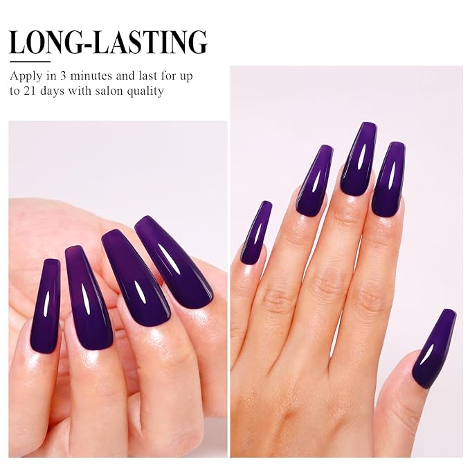 Imtiti Purple Gel Nail Polish, Starry Sky Purple Gel Polish High Gloss Soak Off UV LED Autumn Winter Art Manicure Salon DIY Design 10ML