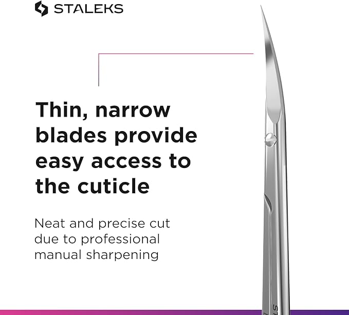 STALEKS Pro Expert 50 Type 3 Cuticle Scissors – Premium Quality Manicure Scissors – Stainless Steel Curved Scissors for Cuticles – Long Lasting Beauty Scissors for Cuticle Nail Care