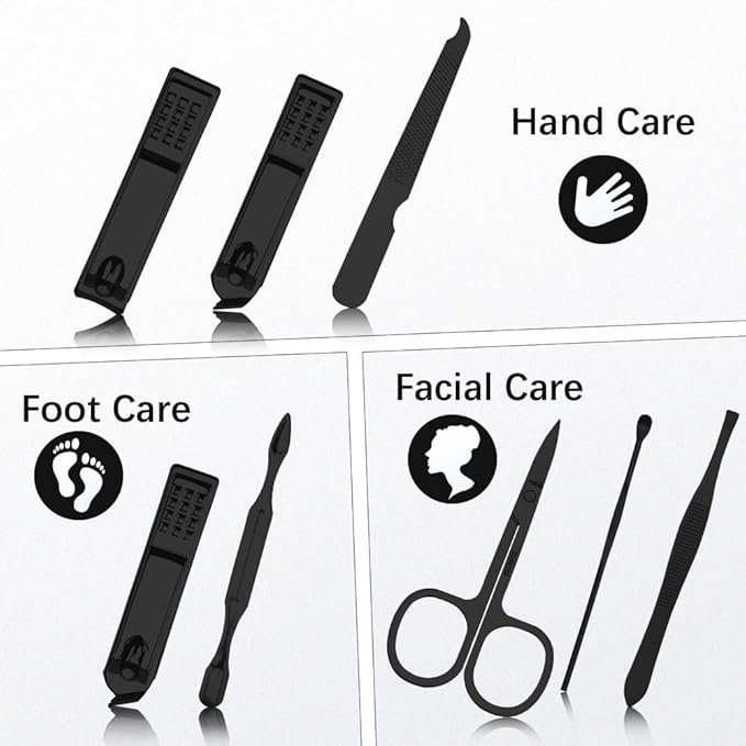 Manicure Set, Nail Clipper Set 7 in 1 Manicure Kit Stainless Steel Nail Clipper Kit Pedicure Kit Portable Nail Grooming Kit Fingernail Toenail Clippers Mothers Day Gifts for Women Men Boyfriend