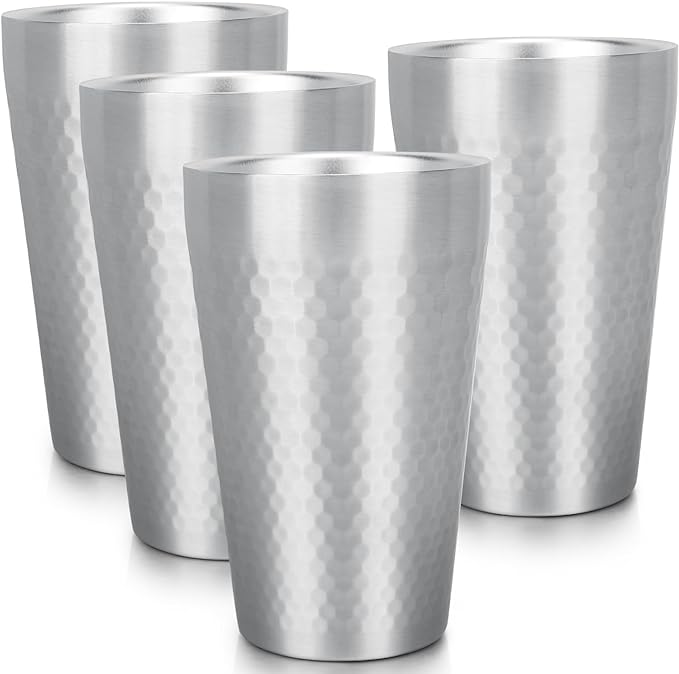 Beasea Stainless Steel Cups 15 oz, 4 Pack Large Stackable Stainless Steel by Beasea