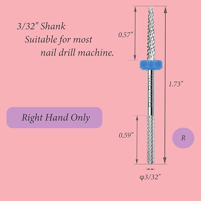 Nail Drill Bit Double Heads Cuticle Nail Drill Bit 3/32" Professional Tungsten Carbide Nail Bit,Safety for Nail Prepare,Dead Skin Cleaner,Manicure Pedicure Nail Supplies Home Salon,Medium