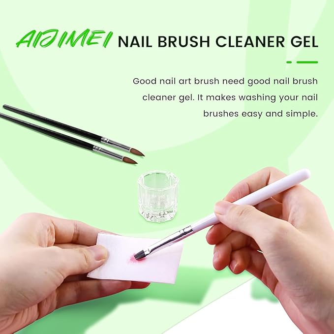AIJIMEI Nail Brush Cleaner Gel (Nail Polish Remover Set) Fast Cleaning Nail Brush Cleaner Easy To Use For Salons And Home Use Acrylic Nail Brush Cleaner Nail Art Brushes Cleaner, Paint Nail Brush