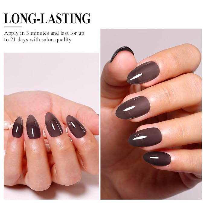 Imtiti Jelly Gel Nail Polish, 1 Pcs 0.5 Fl Oz Black Jelly Gel Polish Soak Off LED U V Nail Gel Polish Sheer Translucent Gel Nail Polish DIY Nail Art Starter Manicure Salon Gel Nail Kit for Women Girls