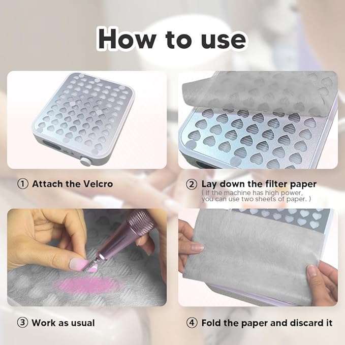 200 Sheets Nail Dust Collector Filter Paper with 12 Pcs Velcro Disposable Nail Dust Filters for Most of Nail Dust collector Machine Nail Tech Nail Supplies Accessories for Nail Salon&Home