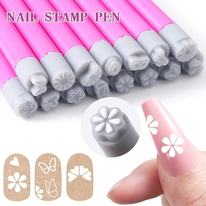 Nail Art Stamping Pen Set – Floral Nail Design Tools for Women and Girl, DIY Nail Doodles Kit – for Party and Homes Manicures – Available in 4, 6, 10, or 15 Pens (6 Pcs nail pen)