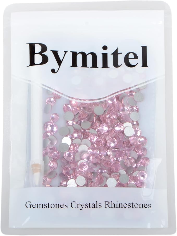 288PCS Art Nail Rhinestones Non Hotfix Glue Fix Round Crystals Glass Flatback for DIY Jewelry Making with one Picking Pen (ss30 288pcs, Lt. Rose)