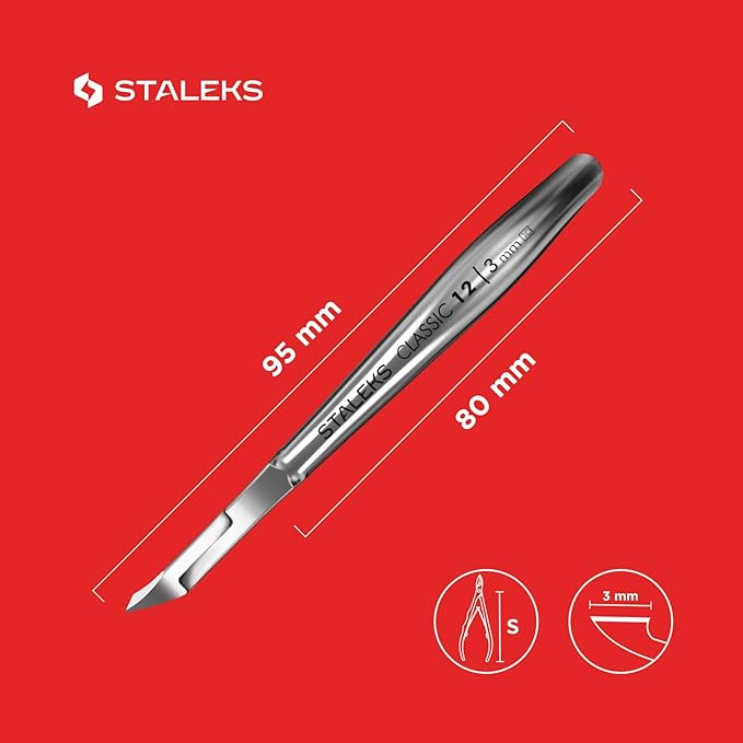 Staleks Classic 12 Cuticle Nippers – 3mm Blade – Stainless Steel – Compact Design – for Home Manicure & Pedicure