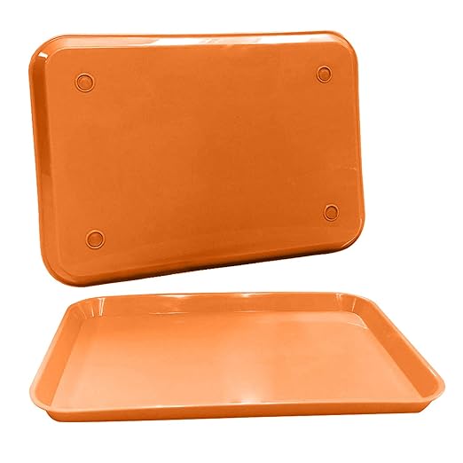 12 Orange Dental Autoclavable Plastic Instrument Set Up Flat Trays (13.25 Inches x 9.75 Inches, Size B) by PlastCare USA