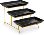 MALACASA 3 Tier Serving Trays for Party, 12 Inch Porcelain Black Trays for by MALACASA
