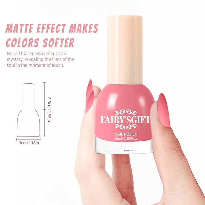 Matte Nail Polish Air Dry Nail Lacquer for Nail Art Varnish, Mist Effect Matte Finish Velvet Nail Polish, 0.35 fl oz (Soft Pink-15, 10 ML)