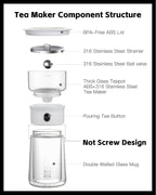 ZENS Modern Glass Infuser Pot, One Touch Tea Maker - Image 5
