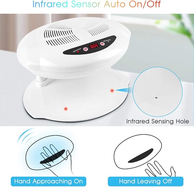 Ejoyous Nail Polish Dryer for Hands and Feet, 2 in 1 Cool/Warm Air Blow, LED, White