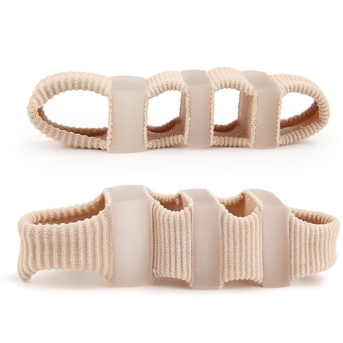 Toe Separators Toe Spacers, Bunion Corrector Hammer Toe Straighteners, Gel Toe Spreaders Toe Cushion Sleeves, for Toe Alignment, Crooked Overlapping Toes, Hallux Valgus Plantar Fasciitis (4 Holes)