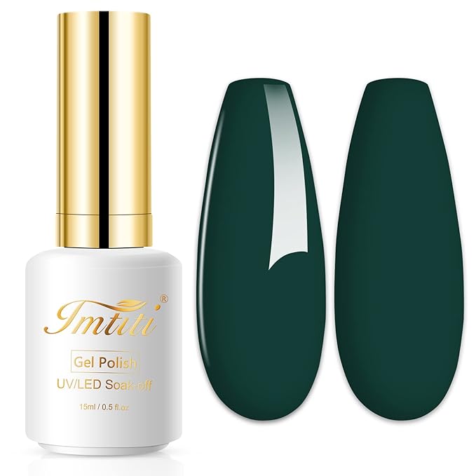 Imtiti Dark Emerald Green Gel Nail Polish, 0.5 Fl Oz Gel Polish Soak Off LED U V DIY Nail Art Starter Manicure Salon Nail Kit for Women Girls