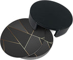 6 Pcs Black Gold Trim Pattern Leather Coasters - Image 5