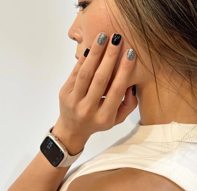 NOVA, Female Founded, Semi Cured Gel Nail Strips (Black Matter) - The 10 Minute Manicure. Salon-Quality, Works with Any Nail Lamp, Easy to Apply & Remove - Incl. Nail File & Stick (Black Matter)