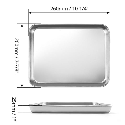 QWORK Stainless Steel Surgical Tray, for Medical Instruments, Tattoo, Surgical Supplies, 10 1/4 x 7 7/8 x 1 inch, 1 Pack