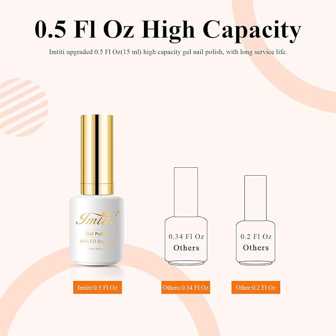 Imtiti Neon Gel Nail Polish, 0.5 Fl Oz Orange Soak Off LED UV Polish for Spring Summer DIY Nail Art Starter Manicure Salon Kit for Women Girls