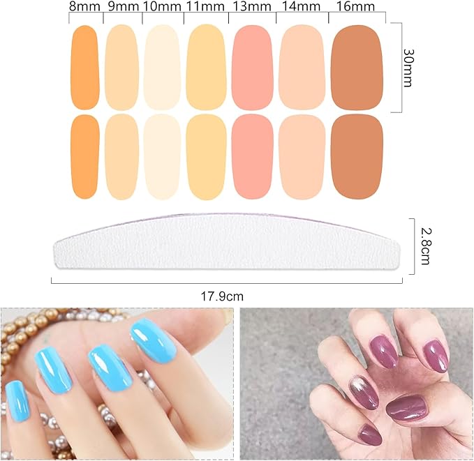 20 Sheets 280 Pieces Solid Nail Stickers Full Wraps for Women Art Strips With File Set Mix Color Polish Stickers Peel and Stick Wraps