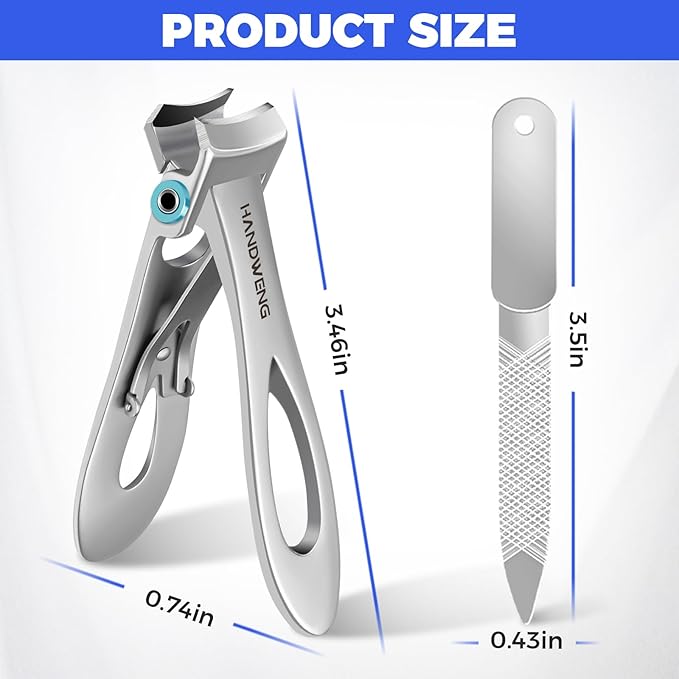 Nail Clippers for Men Thick Nails, Heavy Duty Large Toe Nail Clippers for Thick Nails for Seniors, Ultra Sharp Wide Jaw Opening Toenail Clippers Fingernail Clippers Cutter for Tough Nails