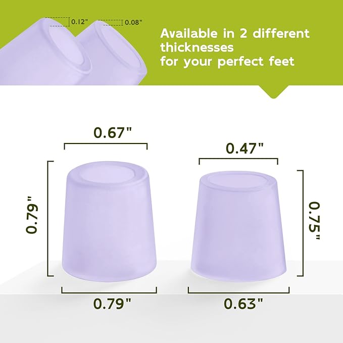 Bukihome Silicone Toe Protectors – Silicone Open Pinky Toe Sleeves for Hammer Toes, Corns, Calluses, Blisters – Soft Gel Protector Toe Cushions for Pain Relief - 20 Count, Lavender (10 Thick +10 Thin)